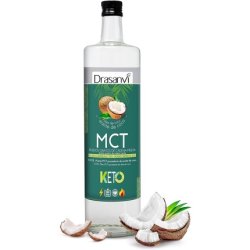 100% MCT Coconut Oil 1000ml Keto Drasanvi Caprilic Acid and Capric Acid BPA-Free Plastic Bottle Gluten Free No GMO