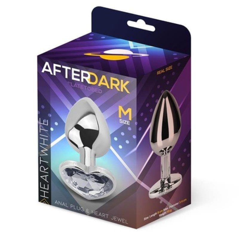 White Heart Jewel Anal Plug Size M