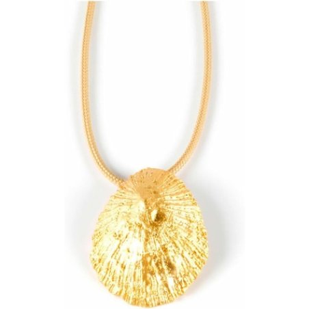 Shabama Women's Necklace Calobra Cool Brass Flash Plated Gold Nylon Beige 1m