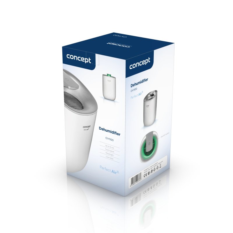 Concept OV1100 dehumidifier 0.6 L 35 dB 23 W Silver, White