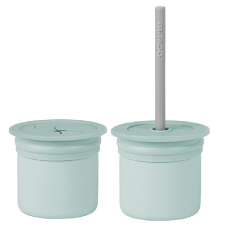 Minikoioi Glass with Straw Sip & Snack Mint