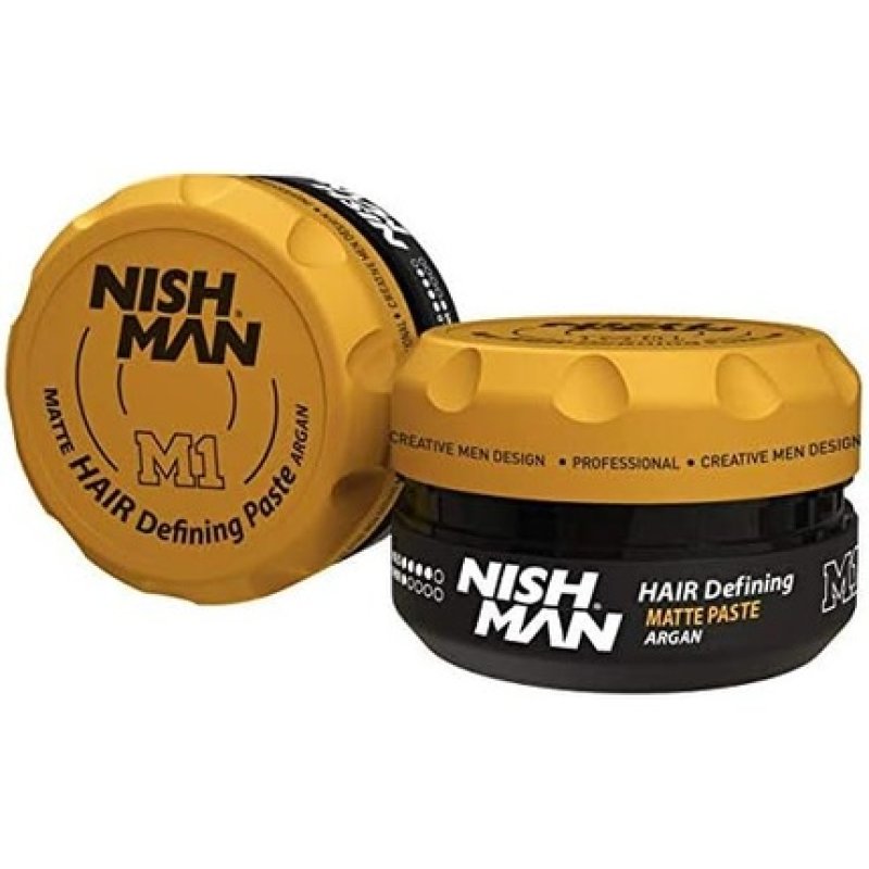 NISH MAN ARGAN Hair Defining Matte Look Paste Men's Hair Styling Natural Shine Strong Hold Nishman Gel Wax for Men 100ml