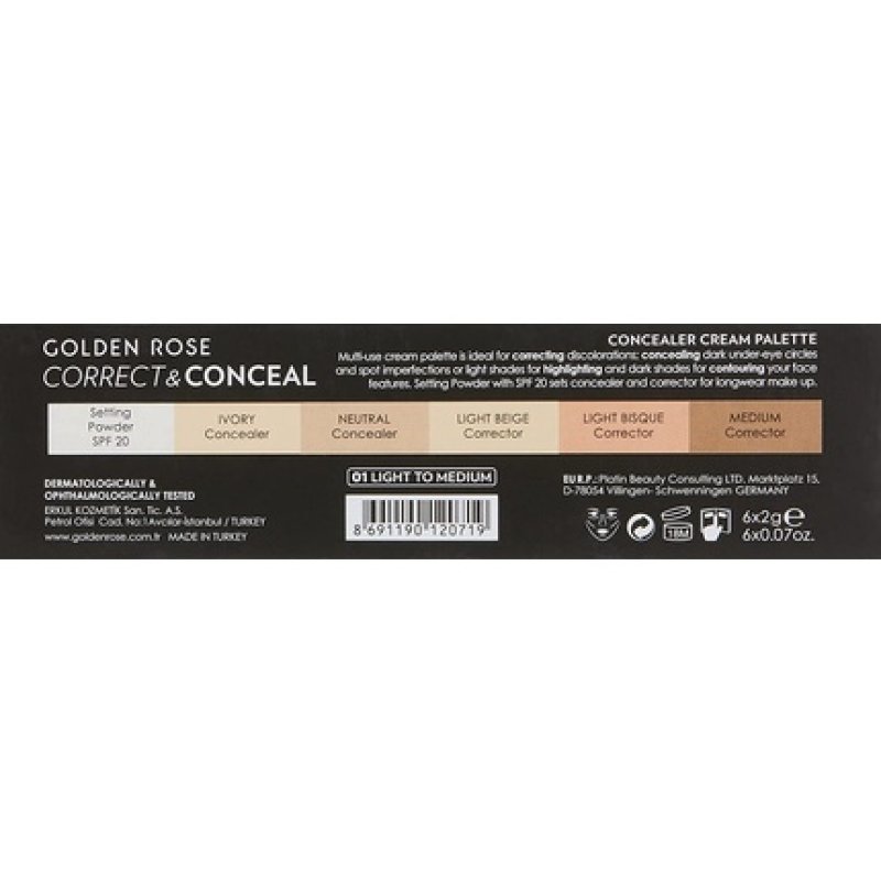 Golden Rose Cream Concealer Makeup Palette 6 Colors
