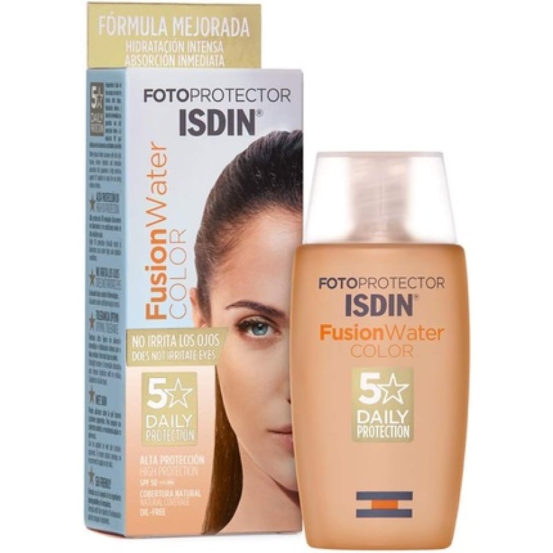 ISDIN Fotoprotector Fusion Water Color SPF 50 Water-Based Tinted Sunscreen for Face Daily Use Natural Coverage 50ml