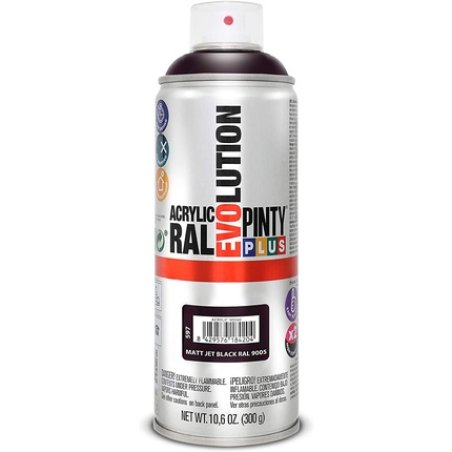 Pinty Plus Evolution Matt Jet Black Spray Paint 400ml - RAL 9005