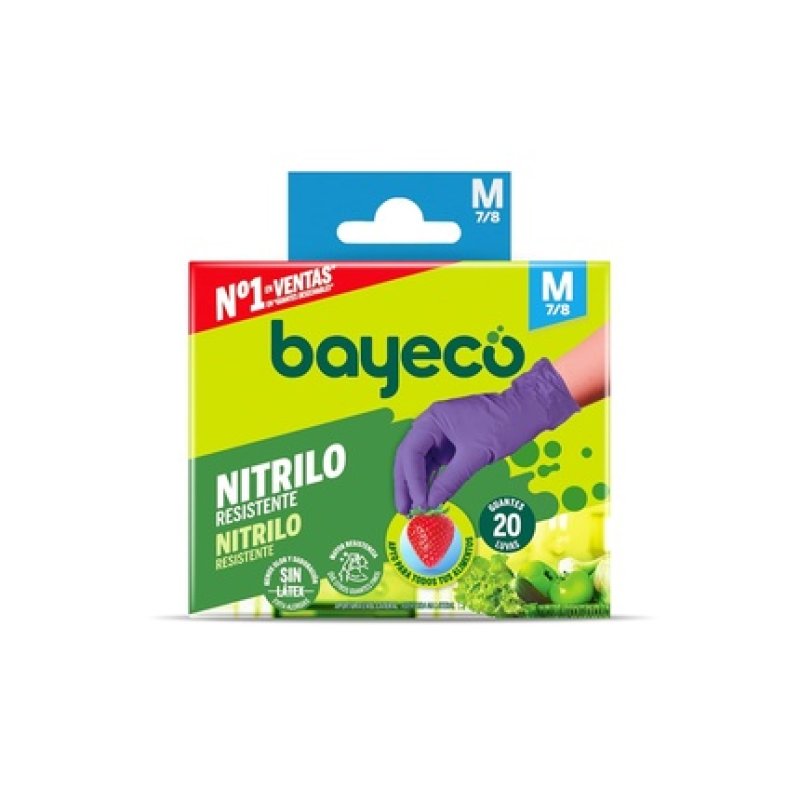 Bayeco Single-use Nitrile Gloves Purple Ambidextrous Powder and Latex Free Textured Fingers for Better Grip Size M Pack