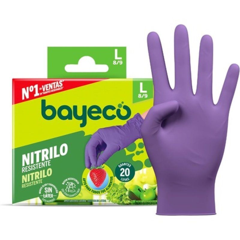 Bayeco Disposable Nitrile Gloves Violet Color Ambidextrous Dust and Latex Textured Fingers for Better Grip 20 Pieces