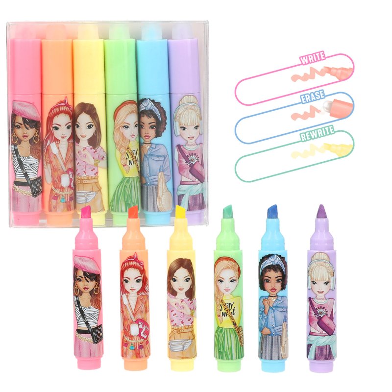 Topmodel - TOPModel Erasable Mini Highlighter - Pink, Orange, Yellow, Blue, Green, Purple - Mini