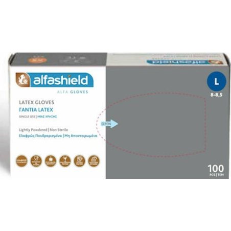 Karabinis Medical Alfashield Medical Gloves - Light Powdered Latex, White, Small, 100 Pieces