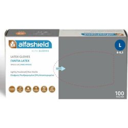 Karabinis Medical Alfashield Latex Medical Gloves - Medium Size, Powdered, 100 Count