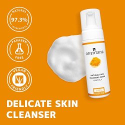 Orientana Kantola Natural Face and Eye Cleansing Foam 150ml - 99.5% Vegan Makeup Remover with Moisturizing and