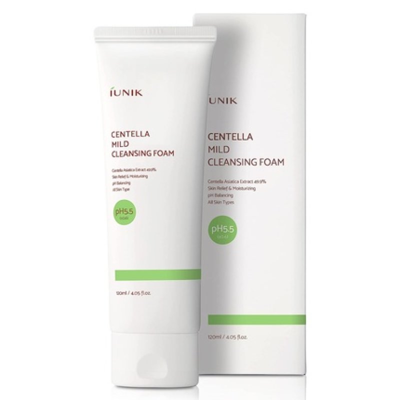 IUNIK Centella Mild Foaming Facial Cleanser Sub-acid 4.05 Fl Oz 49.9% Centella Asiatica Extract - Skin Relief