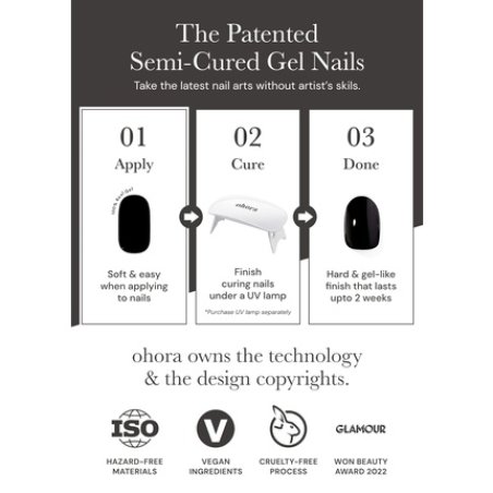 ohora Semi Cured Gel Nail Strips N Tint Baby - Works with Any Nail Lamps Salon-Quality Long Lasting Easy to Apply &