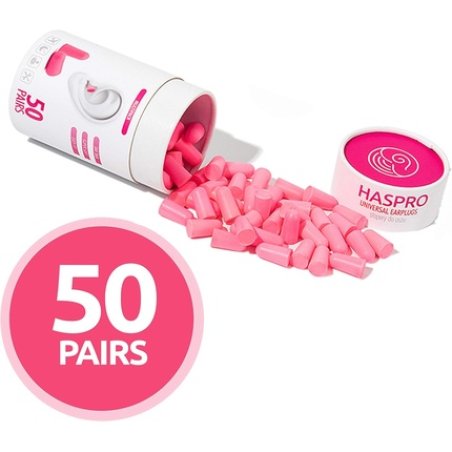 Haspro Tube50 Super Soft Foam Earplugs 50 Pairs - Pack of 50