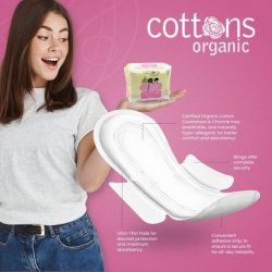 Cottons Ultra Thin Pads Super 100% Organic Cotton Hypoallergenic Biodegradable