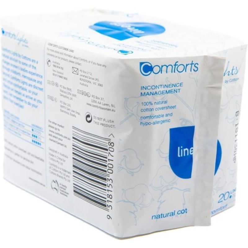 Cottons Comforts Lights Incontinence Liners for Women