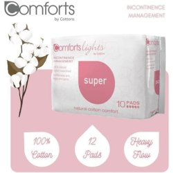 Comforts Lights Incontinence Pads for Women Heavy Bladder Weakness Super 10 Pads