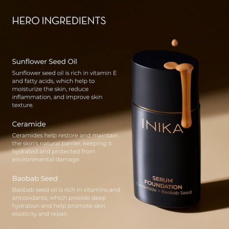 Inika Organic Serum Foundation Medium to Full Coverage with Second Skin Feel