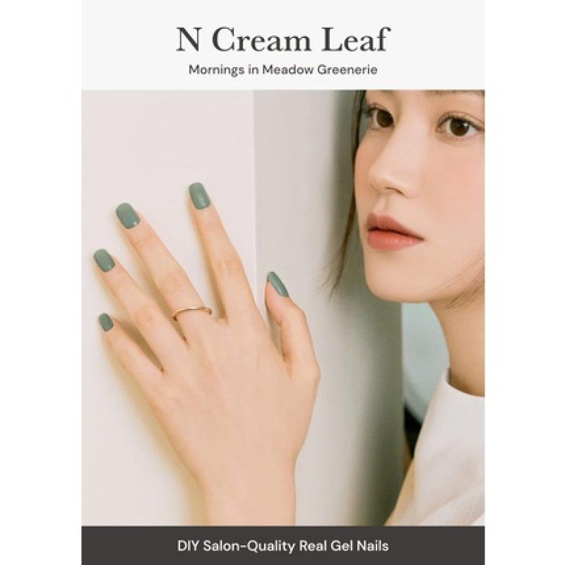ohora Semi Cured Gel Nail Strips N Cream Leaf - Salon-Quality Long Lasting Easy to Apply & Remove Green