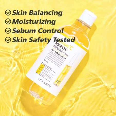It'S SKIN Lemon'C Squeeze Ampoule Toner 500ml - Dark Spot Clearing and Moisturizing Astringent with Lemon Extract and