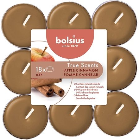 Bolsius True Scents Apple and Cinnamon Scented Tealights in Aluminum Cups - Caramel Color
