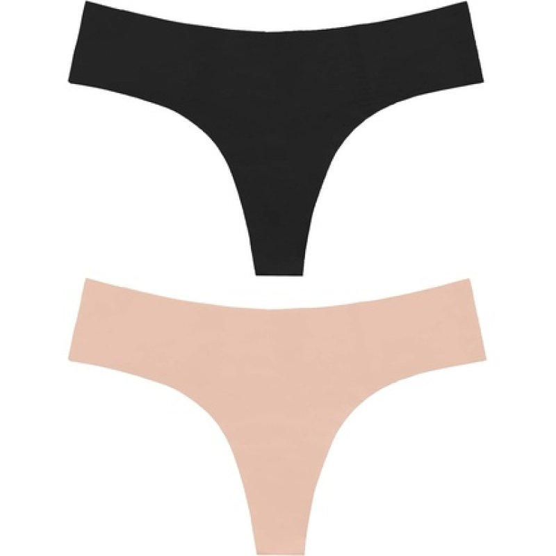 Bye Bra Invisible String Seamless Slip-Free Smooth Edge Ultra Soft Multicolor Pack in Black and Beige 2 Pack Sizes: S,