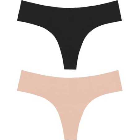 Bye Bra Invisible String Seamless Slip-Free Smooth Edge Ultra Soft Multicolor Pack in Black and Beige 2 Pack Sizes: S,