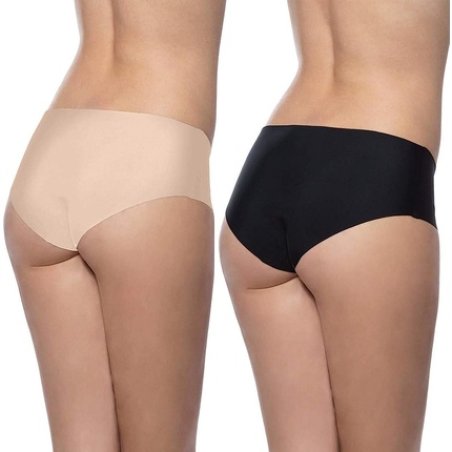 Bye Bra Invisible Seamless Panties with Smooth Edges and Ultra Soft Fabric Black and Beige - Pack of 2