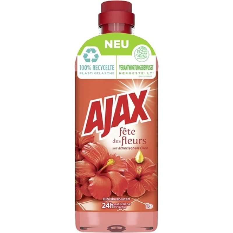 AJAX All-Purpose Cleaner Hibiscus Blossom 1000ml - Cleaner Provides 24h Natural Freshness, Helps Clean Germs, Seductive