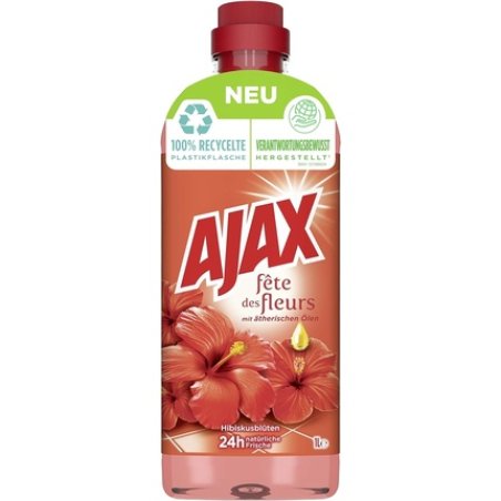 AJAX All-Purpose Cleaner Hibiscus Blossom 1000ml - Cleaner Provides 24h Natural Freshness, Helps Clean Germs, Seductive
