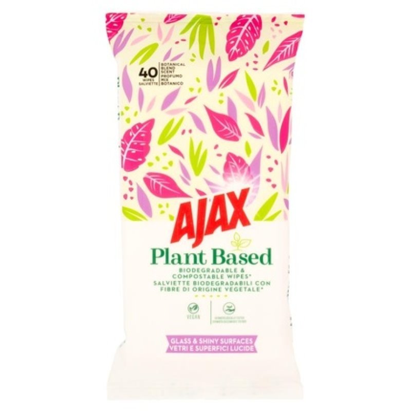 Ajax Glass Cleaning Wipes 40 pcs Biodegradable and Compostable