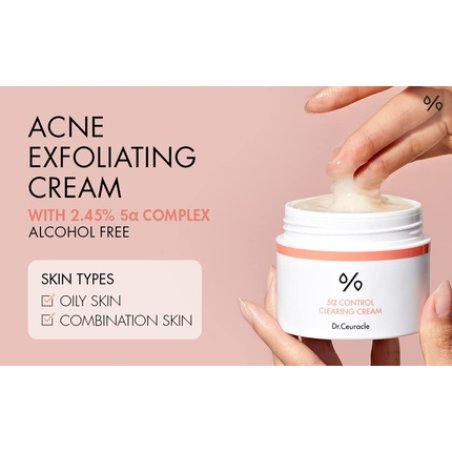 Dr. Ceuracle 5 Alpha Control Clearing Cream Acne Treatment with 2.45% 5 Alpha Complex Pimple Moisturizer for Oily and