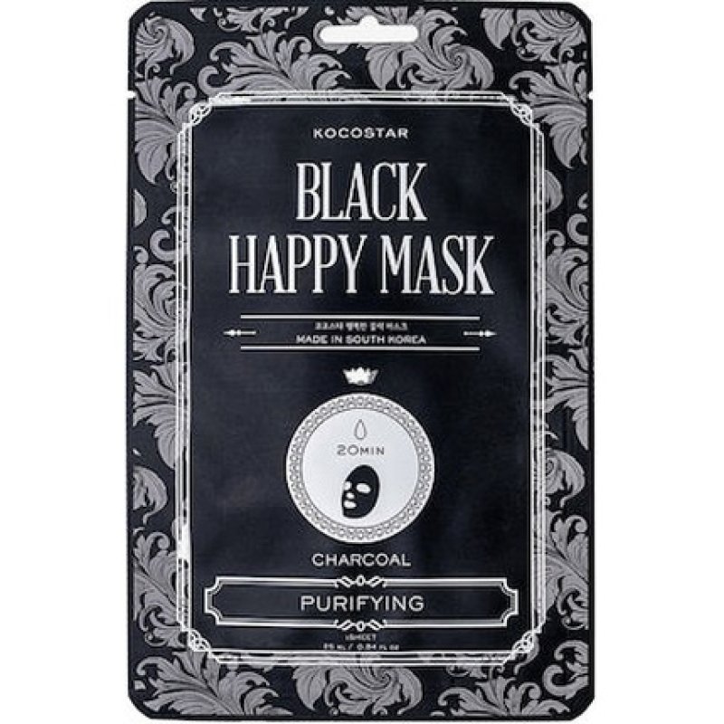 Vican Kocostar Black Happy Mask - Cleansing Face Mask With Charcoal, 1 Piece