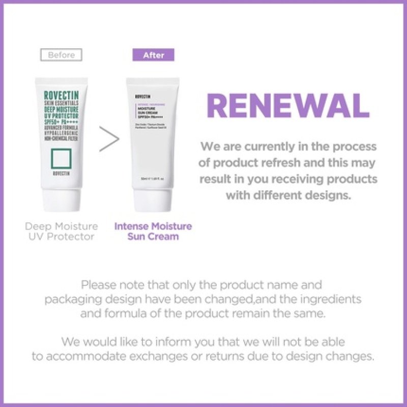 Rovectin Intense Moisture Sun Cream Deep Moisturize Mineral Sunscreen UV