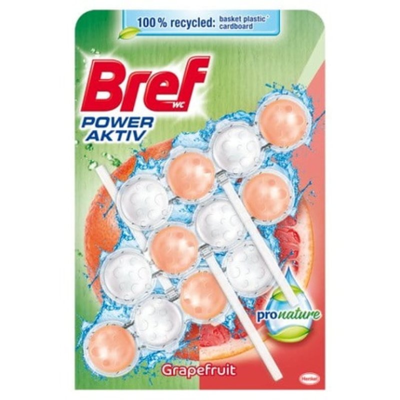Henkel Bref Toilet Hanging Freshener 3x50g Pronature Grapefruit 100% Recycled