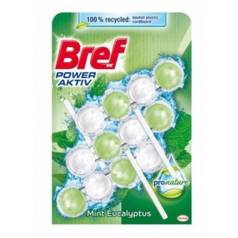 Henkel Bref Toilet Hanging Freshener 3x50g Pronature Mint Eucalyptus 100% Recycled