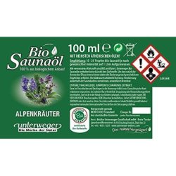Unterweger Organic Sauna Oil Alpine Herbs 100ml with Pure Essential Oils