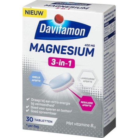 Davitamon Magnesium Triple Layer - Dietary Supplement - 30 Magnesium Tablets
