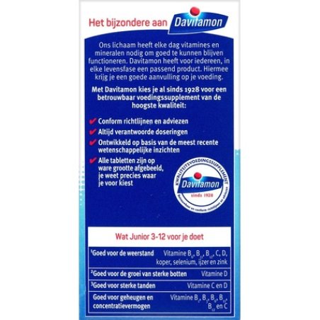 Davitamon Junior 3 Chewable Vitamins - Children's Multivitamin - Raspberry - 60 Tablets