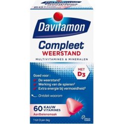 Davitamon Complete Resistance - Chewable Vitamins - Multivitamin - Strawberry - 60 Tablets