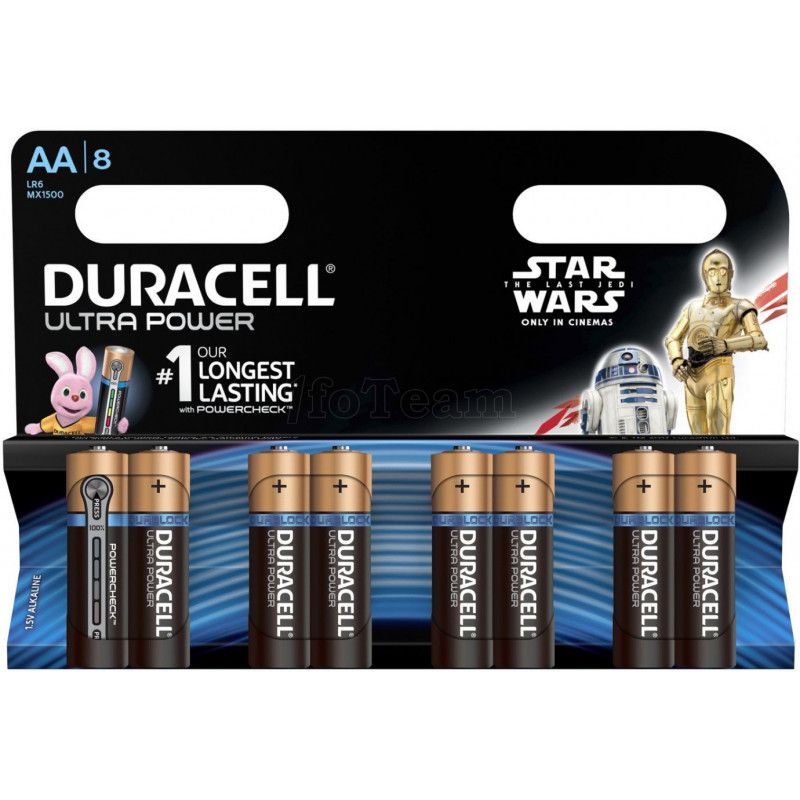 Lot de 8 piles Alcaline Duracell compatible Ultra Power type AA 1,5V (R06)