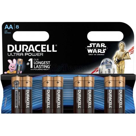Lot de 8 piles Alcaline Duracell compatible Ultra Power type AA 1,5V (R06)