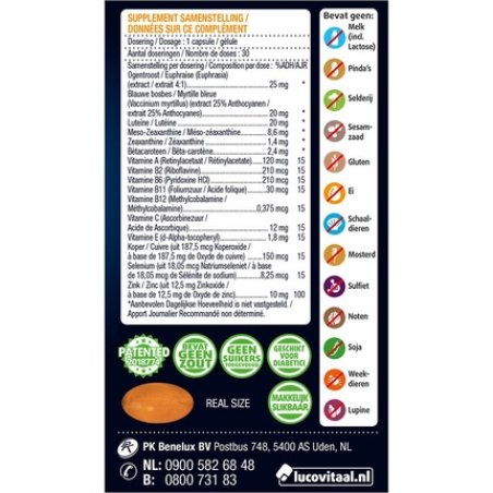 Lucovitaal - Eyes Day & Night Sharp Vision - 30 Capsules - Food Supplements