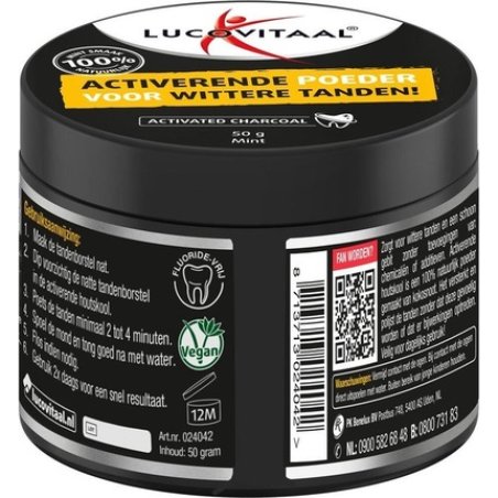 Lucovitaal - Activated Charcoal - Activated Charcoal Powder For Whiter Teeth - 50 Grams