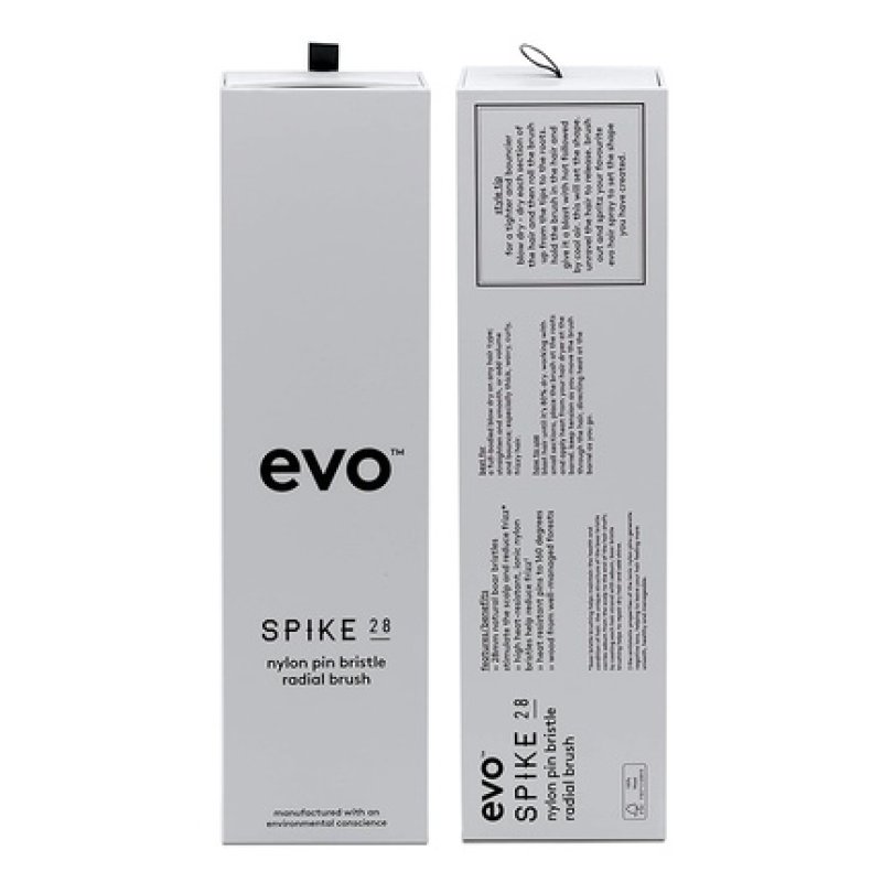 Evo Spike Nylon Pin Bristle Radial Brush 28mm - Styling Brush with Boar Bristles for Quick and Easy Blow Drying -