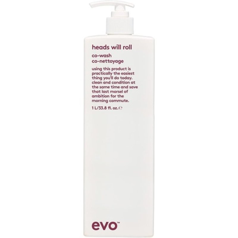 Evo Heads Will Roll Co-Wash 1 Litre Lightly Foaming Cleansing Conditioner for Wavy Curly Hair Gives Softness and