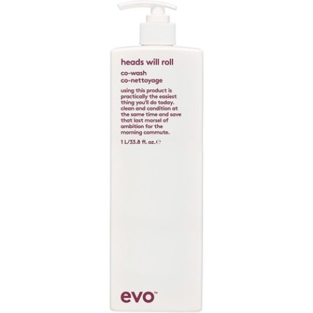Evo Heads Will Roll Co-Wash 1 Litre Lightly Foaming Cleansing Conditioner for Wavy Curly Hair Gives Softness and