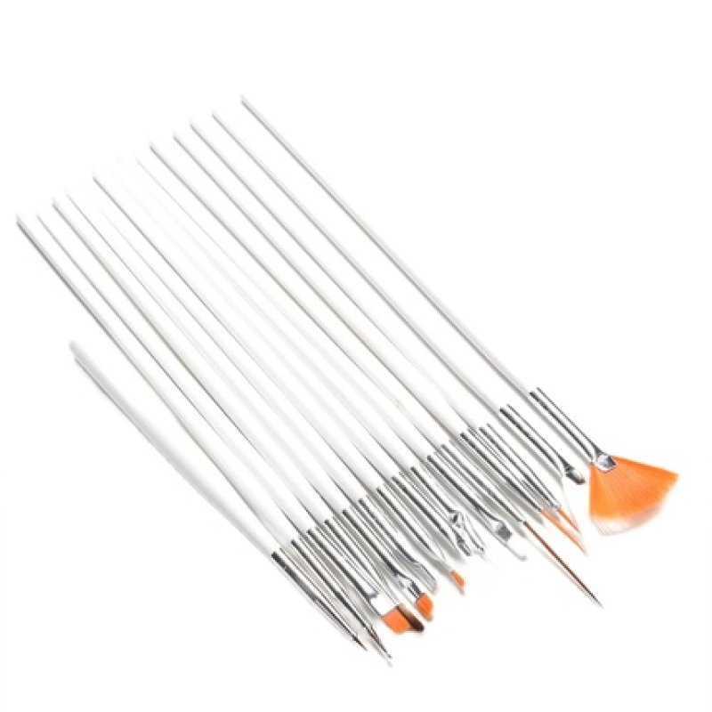 Sunoneset Nail Art Brushes White 15 Pieces