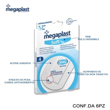 Megaplast Soft 4 Plasters Non-Woven/White 10x15cm Xxl Pack Of 4 6 Pieces