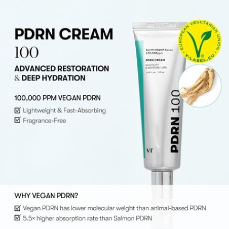 Vt Cosmetics Pdrn Cream 100 Nourishing & Restorative Moisturizer 100,000